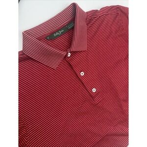 Bobby Jones Polo Shirt Mens Medium Red White Striped Cotton‎ Short Sleeve